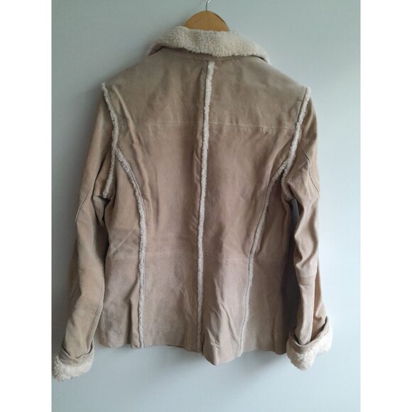 Vtg Womens Boho Western Suede Sherpa Clean Girl Quiet Luxury Sz Small Zip Jacket - Picture 11 of 16